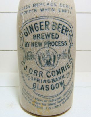Green Lip & Print Ginger Beer - J.  Orr Comrie of Glasgow c1900 ' s 2