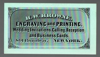 H.  W Browne Engraving And Printing York Trade Card 1800s