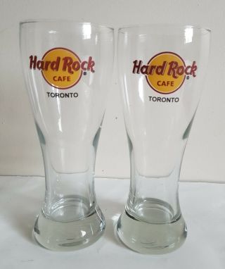Set Of 2 Hard Rock Cafe Tall Beer Glass Toronto Canada