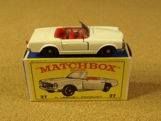 Old Vintage Lesney Matchbox 27 Mercedes Benz 230sl Box