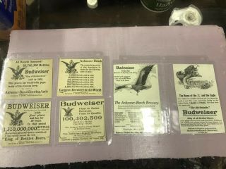 6 Anheuser - Busch Budweiser 1903 - 12 Advertisements Bottles,  A And The Eagle