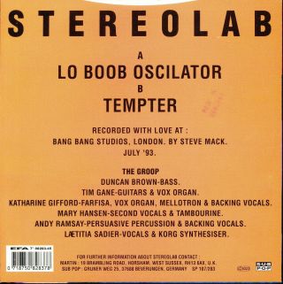 STEREOLAB Lo Boob Oscilator TEMPTER July 93 45 VINYL Steve Mack DUNCAN Sub Pop 2