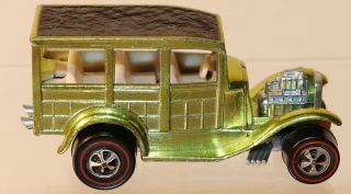 DTE 1969 HOT WHEELS REDLINE 6251 METALLIC LIME CLASSIC ' 31 FORD WOODY W/WH INT 2