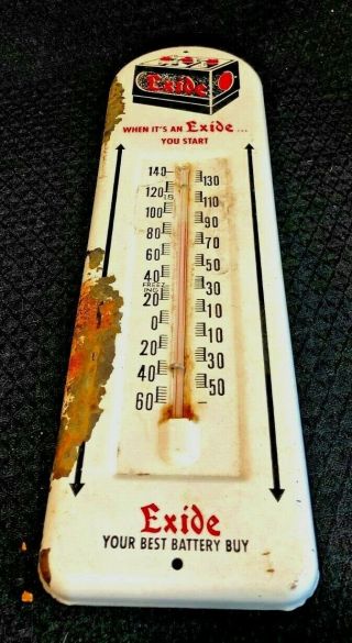 Vintage Exide Auto Battery Thermometer Transportation Advertising