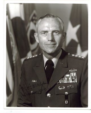 General John Adams Wickham U.  S.  Army Chief Of Staff Signed 8 X 10 Photo Auto