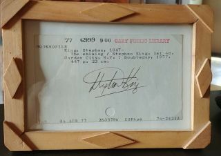Rare Signed Stephen King The Shining Library Index Card