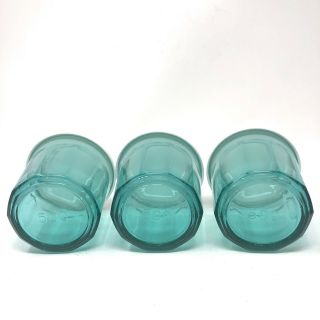 Vintage Luminarc Teal Blue 10 Panel Glasses France 500 12 oz Set of 3 with Lids 3