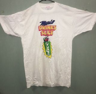 Vtg Nintendo Promo T - Shirt L Mario Drinks Slice Rare 1980s Bros