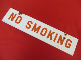 Vintage Porcelain No Smoking Sign 18x4” Restaurant Gas Service Station 2 Sided