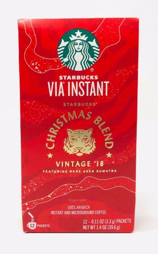 Starbucks Via Instant Christmas Blend Coffee Vintage 2018 12 Packets Limited