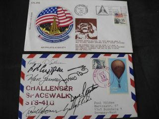 Sts 41g Spacewalk Cover Orig.  Signed Crew,  Space