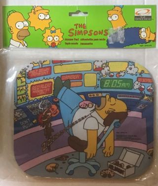 The Simpsons Mouse Pad 8 " By 9.  5 " Homer Resting At The Power Plant 1995 Misp