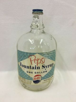 Vintage Pepsi Fountain Soda Syrup One Gallon Glass Bottle Jug Drug Store