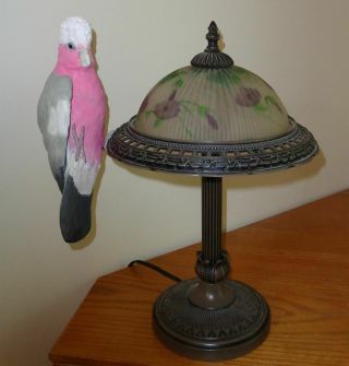Rose - Breasted Cockatoo On Reverse Painted Lamp
