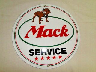 Porcelain Mack Truck Service 12 " Round Sign