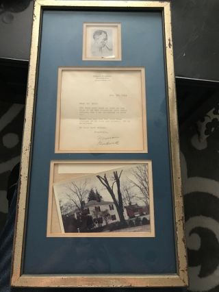 Rare - 1969 Norman Rockwell Signed Letter With Framed Pictures Of Home/studio