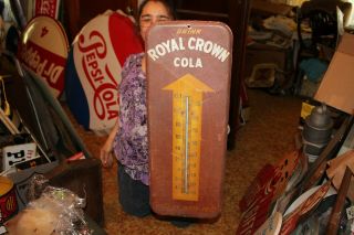 Large Vintage 1950 Rc Royal Crown Cola Soda Pop 26 " Metal Thermometer Sign