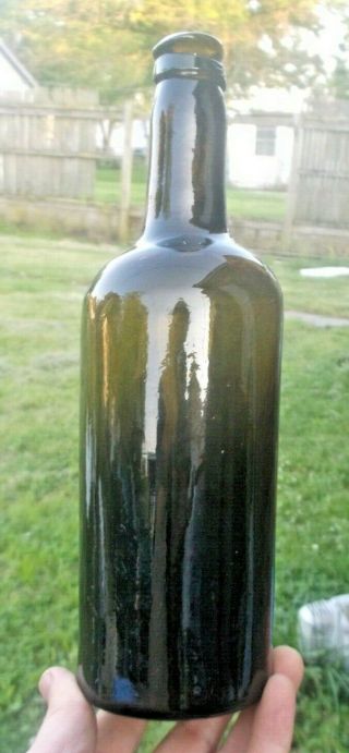 Early Olive Green Wine Bottle W/crude Top Pipe Pontil 1790 