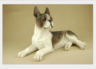 13.  4 " Creative Large Resin Lifelike Boston Terrier Statue Figure Sculpture