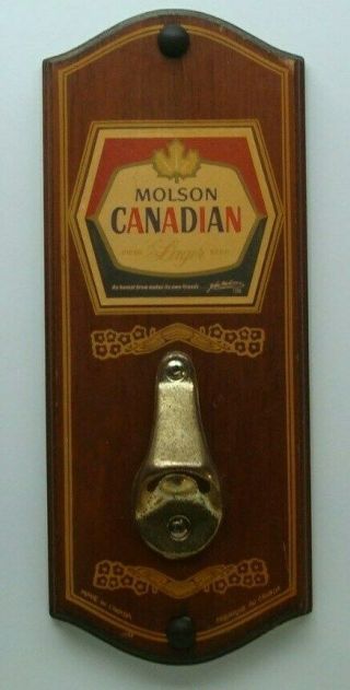 Vintage Molson Plaque Style Mounted Beer Bottle Cap Opener Pub/bar/mancave Décor