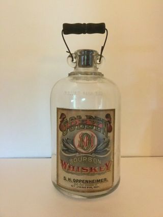 St.  Joseph,  Mo.  S.  H.  Oppenheimer One Half Gallon Bourbon Whiskey Bottle 1910 - 17