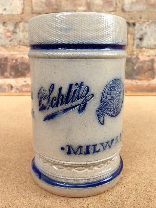 Antique Pre Pro Schlitz Brewing Co.  Salt Glaze German Beer Stein Mug - Scarce