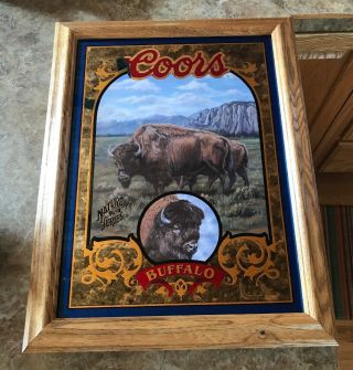 Buffalo Coors Beer Mirror Artist Susan Shea Limited Edition Nature Series