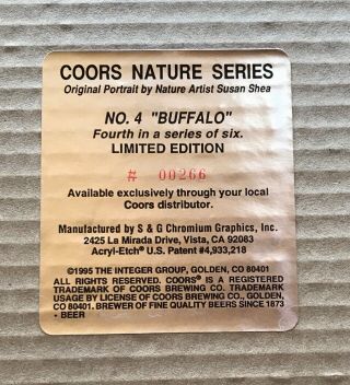 BUFFALO COORS Beer Mirror Artist Susan Shea Limited Edition Nature Series 2