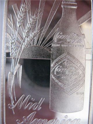 1 Oz.  Silver.  999 Kansas City Mo.  Mid America Coca Cola 75th Anniv Bar,  Gold
