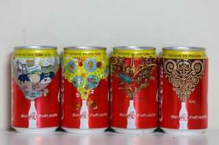 2007 Coca Cola 4 Cans Set From Thailand,  Thailand On The Coke Side Of Life