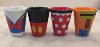 Disney Parks Shot Glasses Set Of 4 Mickey & Minnie Mouse,  Donald Duck,  Goofy