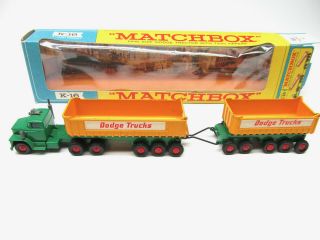 Matchbox Lesney K - 16 King Size Dodge Tractor With Twin Tippers