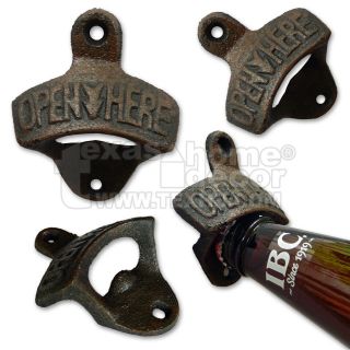 100 Dark Open Here Beer Soda Bottle Opener Rustic Cast Iron Wall Mount Bar Decor