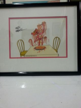 Pink Panther Animation Art Cel Sericel Signed By Friz Freleng & Framed