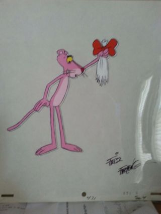 Pink Panther Production Cel An Production Drawing Signed Friz Freleng