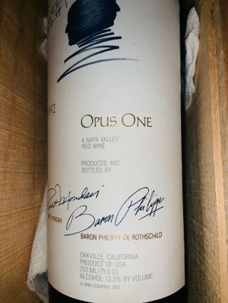 Robert Mondavi Signed 1992 Opus One Red Wine 750ml Bottle 2