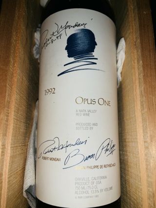 Robert Mondavi Signed 1992 Opus One Red Wine 750ml Bottle 3
