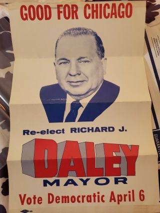 Richard J Daley Chicago Mayor Poster And Signed Letter Irv Kupcinet