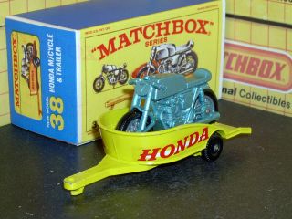 Matchbox Lesney Honda Motorcycle &trailer 38 C3 Lrge Dcl Sc6/b2 Vnm Crafted Box