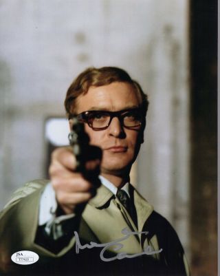 Michael Caine Hand Signed 8x10 Photo Pose Pointing Gun Jsa