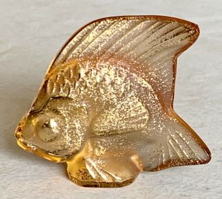 Rare Lalique Crystal Poisson Orange & Gold Fish Collector Society Color