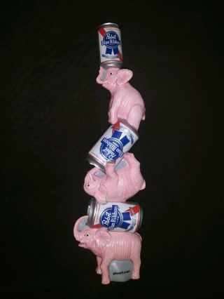 Rare/damaged - Pabst Blue Ribbon Pbr Art Series Pink Elephants Beer Tap Handle