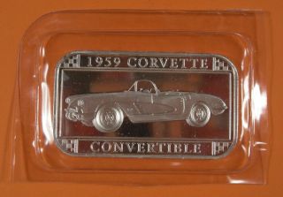 1959 Corvette 1 Oz Pure Silver Bar - Official Gm Licensed