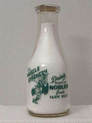 TRPQ Milk Bottle Noble Dairy Farm Seneca Falls NY SENECA COUNTY BASEBALL PLAYER 3