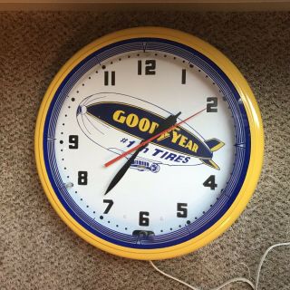 Large Goodyear Neon Electric Clock Rare