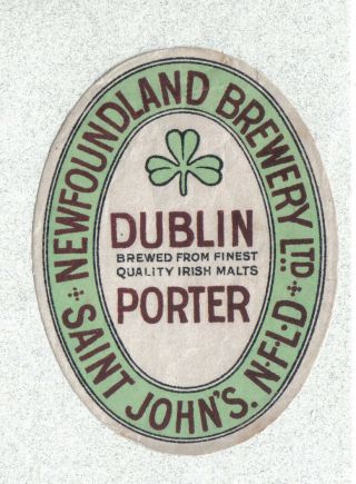 Beer Label - Canada - Dublin Porter - Newfoundland Brewery Ltd.  - St.  John 