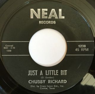 Chubby Richard Just A Little Bit Texas R&b Soul 45 Huey Meaux Hear