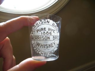 Etched Pre Pro Whiskey Shot Glass Morrison Bros Pure Rye Lynchburg Va