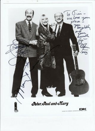 Peter Paul And Mary Signed Autographed 8x10 Photo Ex Personalized