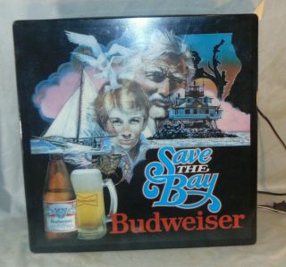 1986 Budweiser Save The Chesapeake Bay Light Up Advertising Sign Maryland Crabs